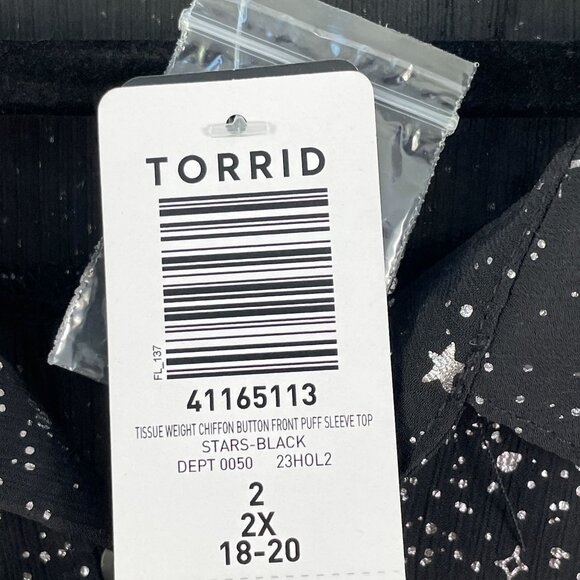 NEW Torrid Women Plus 2X Celestial Stars Button Up Shirt Chiffon Blouse Metallic - Picture 7 of 13